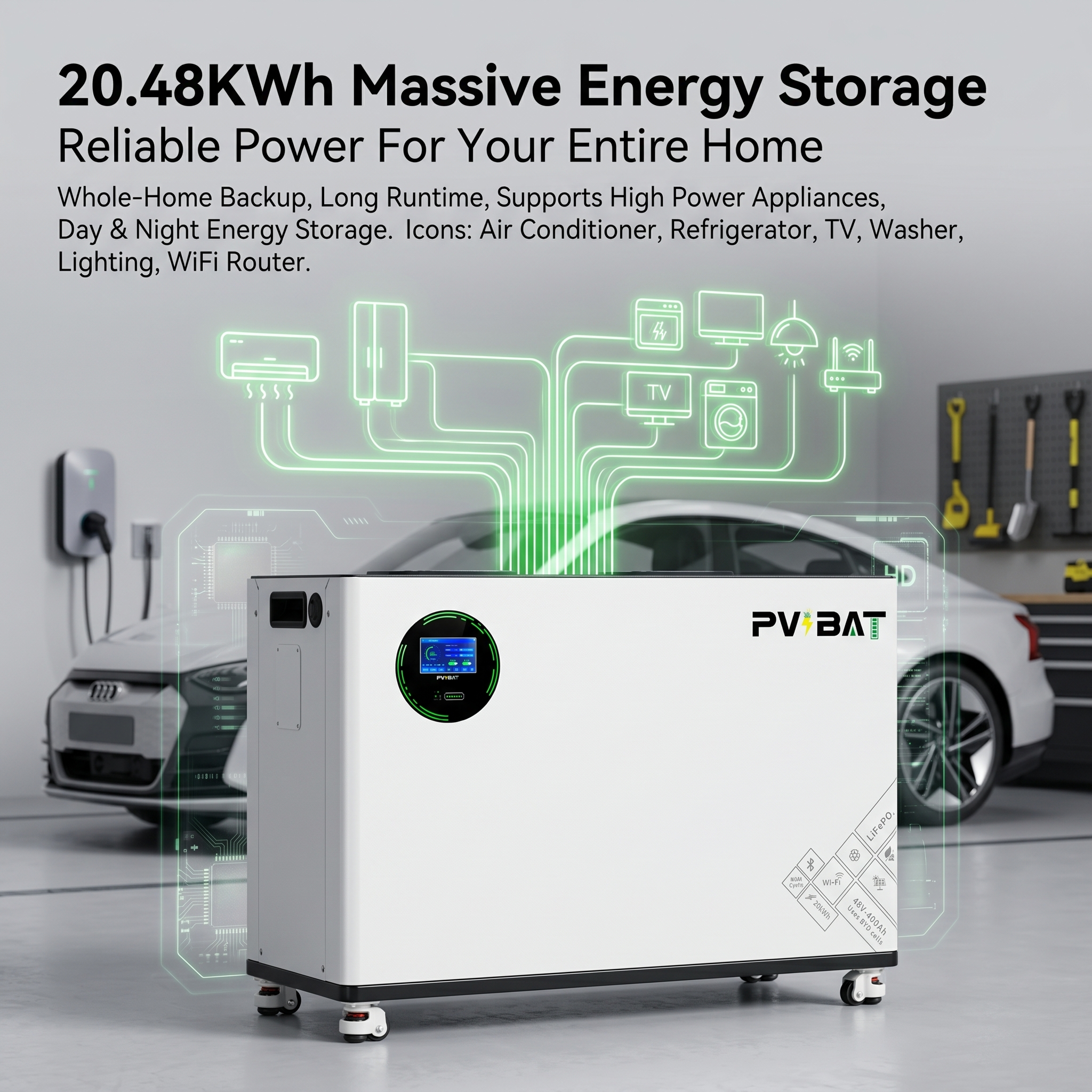 20.48kwh lifepo4 battery module | 51.2v 400ah wall mounted solar battery storage system 20.48kwh lifepo4 battery module | 51.2v 400ah wall mounted solar battery storage system