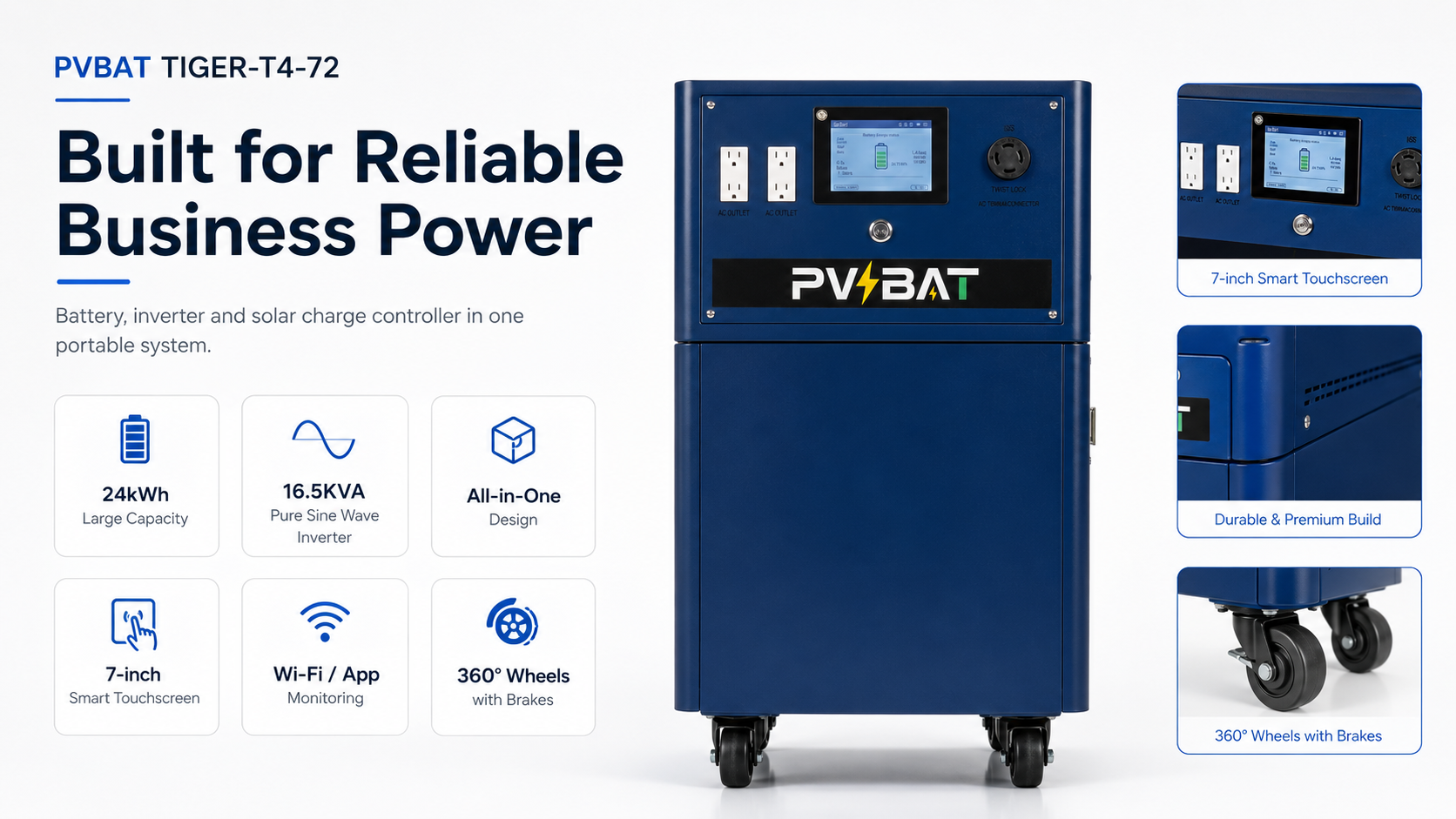 pvbat tiger t4 72 24kwh all in one portable power station